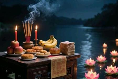 八月：中元节，祭祀先祖的传统习俗