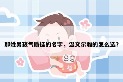 那姓男孩气质佳的名字，温文尔雅的怎么选？