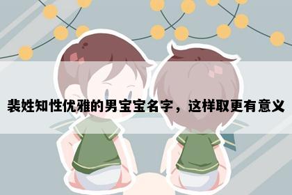 裴姓知性优雅的男宝宝名字，这样取更有意义