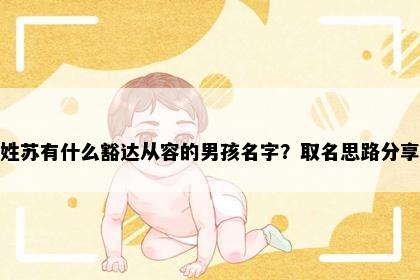 姓苏有什么豁达从容的男孩名字？取名思路分享